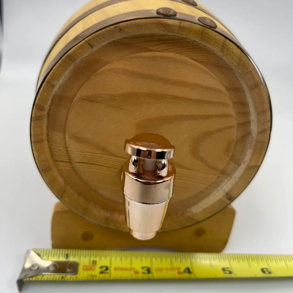 Small Wooden Barrel Decor With Spigot Mini Whiskey Wine Keg Bar Display